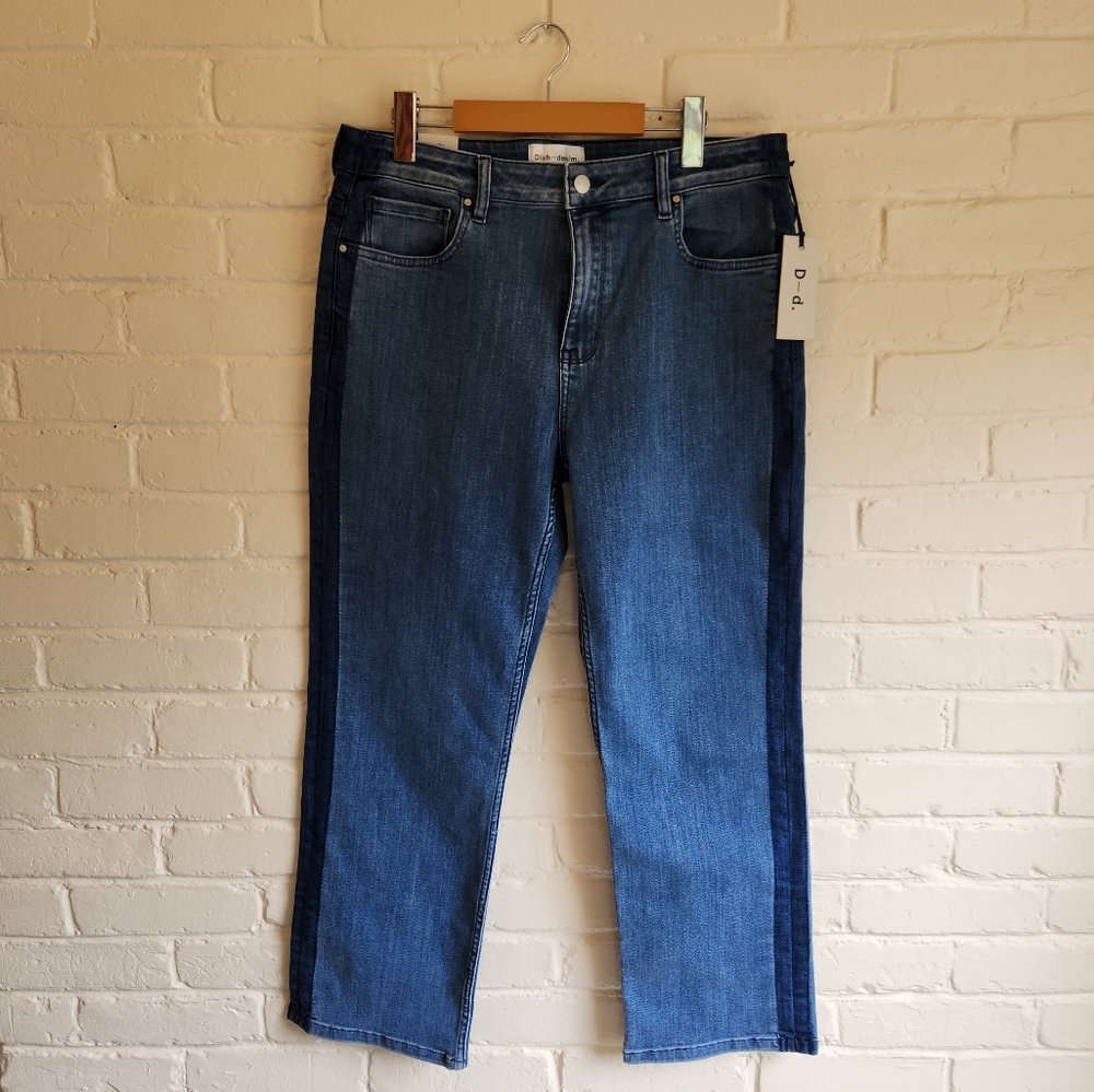 Dish-denim NWT High Rise Straight Two-Toned Denim Jeans w/ No Back Pocket W31L27